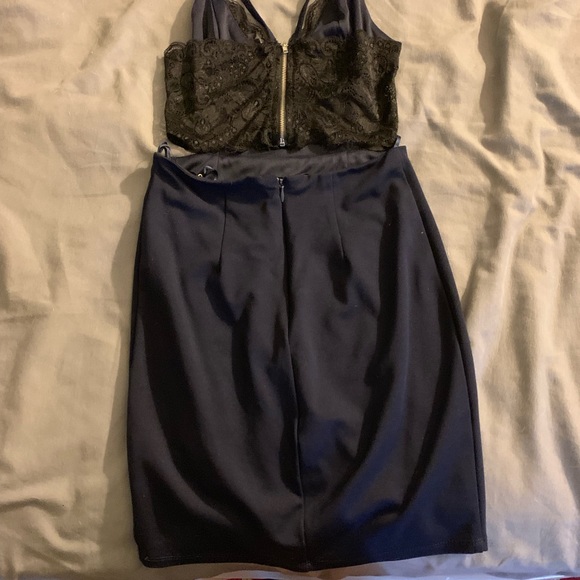 Navy Blue Backless Lace Dress - Picture 7 of 7